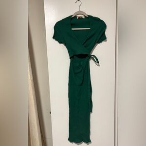 Free People Green Flutter Sleeve Wrap Dress